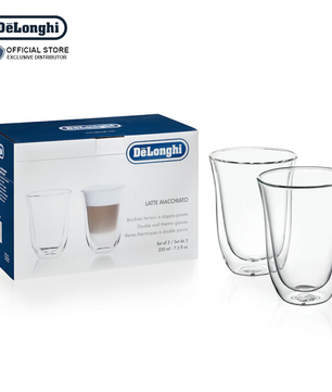 DeLonghi Double Wall Latte Macchiato Glasses 220ml Set of 2 - DLSC312