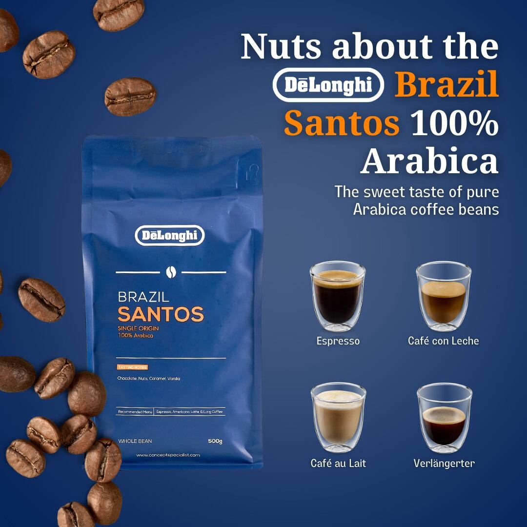 DeLonghi Brazil Santos Coffee Beans 500grams