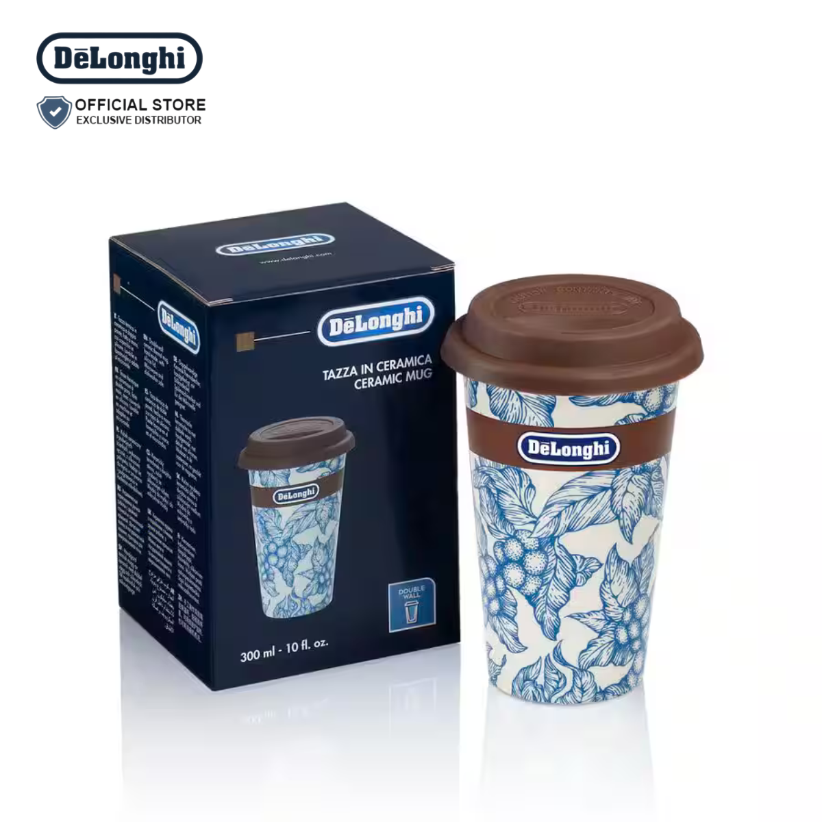 DeLonghi Thermal Travel Mug Blue Coffee Plant - DLSC064
