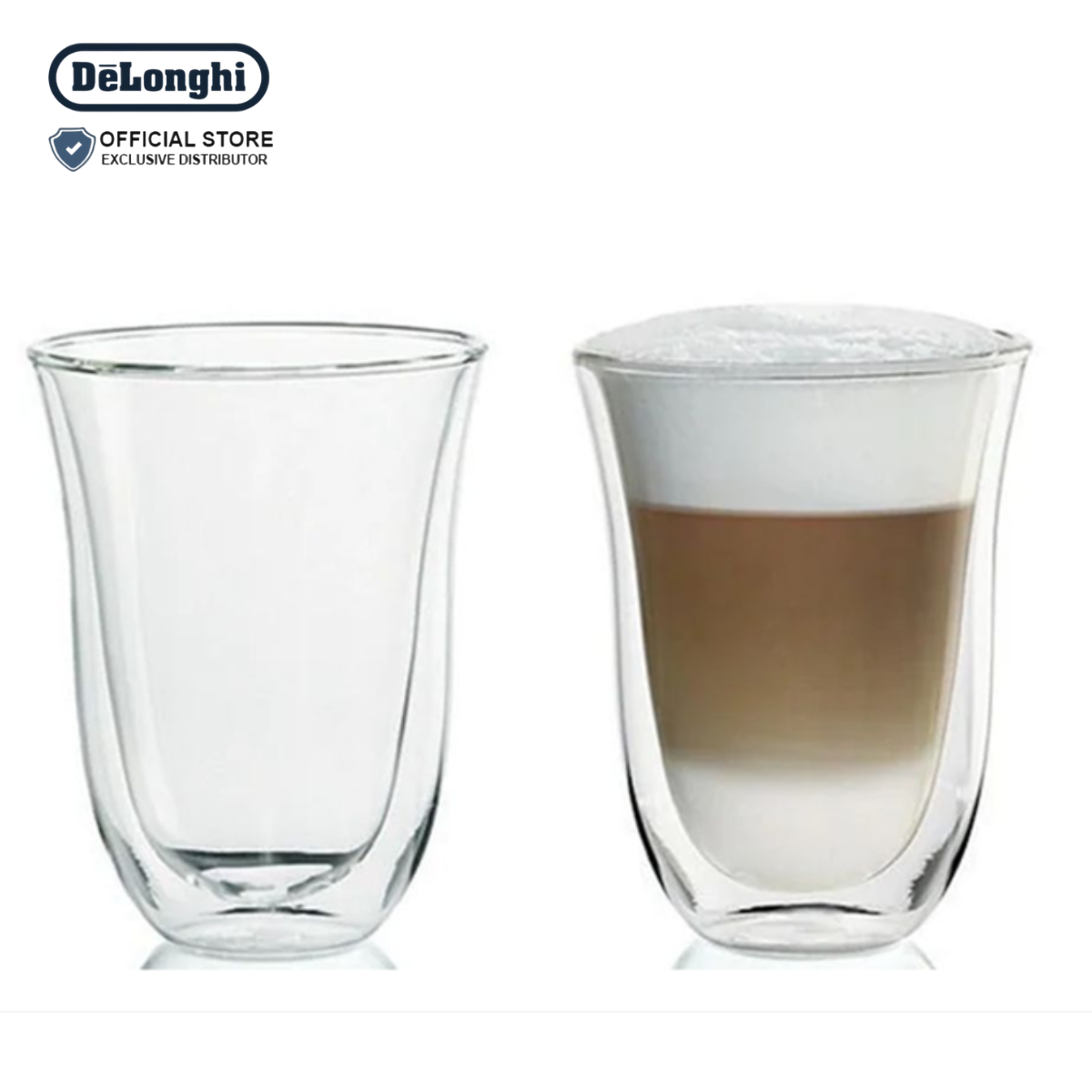 DeLonghi Double Wall Latte Macchiato Glasses 220ml Set of 2 - DLSC312