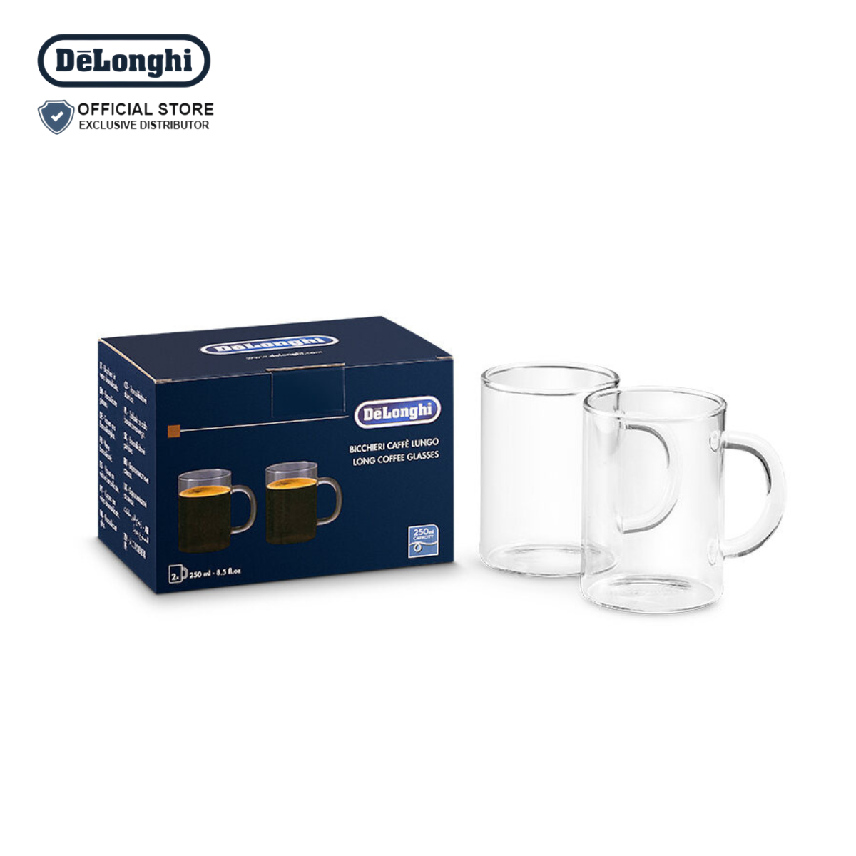 DeLonghi Long Coffee Americano Glass 250ml Set of 2 - DLSC320