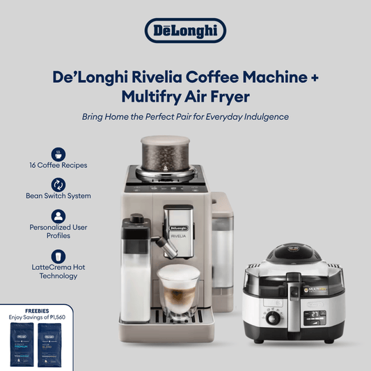 De'Longhi Automatic Coffee Machine Rivelia Sand Beige EXAM440.55.BG with Multifry Air Fryer FH1394 | Pair & Bundle
